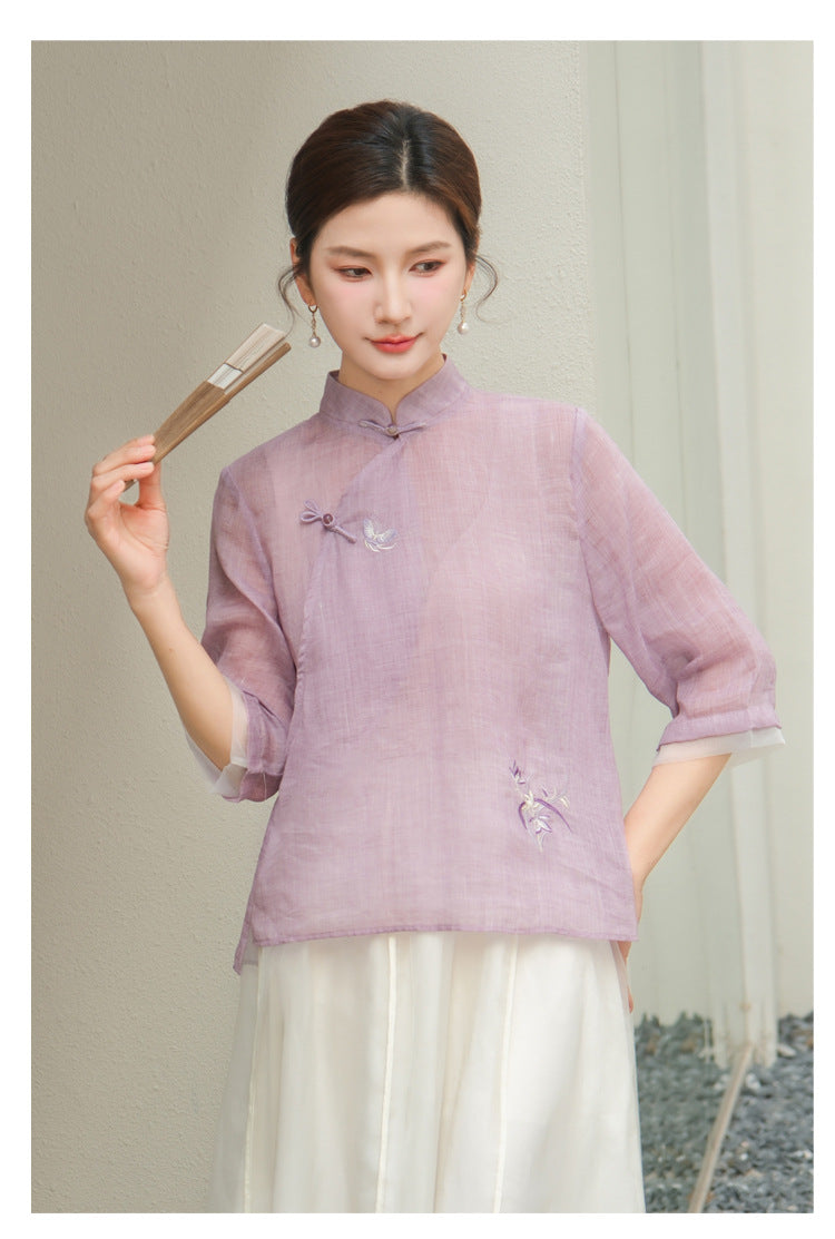 Marlowe Remarkable Embroidery Qipao Cheongsam Top