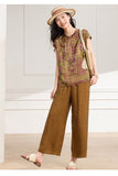 Emma 2-Piece Green Brown Pattern Cheongsam Set