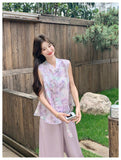 Honoria 2-Piece Purple Casual Cheongsam Set