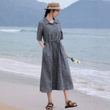 Luster Impeccable Smoke Gray Elegant Cheongsam Qipao Dress