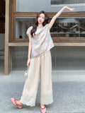 Ava 2-Piece Watercolor Embroidered Cheongsam Set