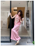 Preeminent 2-Piece Pink Embroidered Cheongsam Set