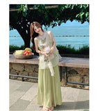 Monarch 2-Piece Green Printed Cheongsam Top