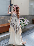 Wilhelmine Off-White Lace Tassel Cheongsam Dress