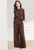 Onyx 2-Piece High Gray Wide-Leg Cheongsam Set