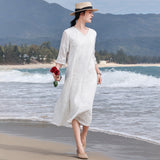 Cashmere Gregarious V Neck Embroidered Cheongsam Qipao Dress