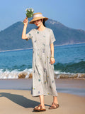 Aster Gray Textured Embroidery Cheongsam Dress