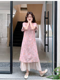Thora Pink Faux Two-Piece Cheongsam Dress