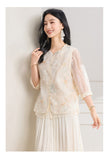 Isabella 2-Piece Rice Blue Floral Cheongsam Top