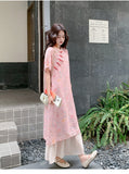 Thora Pink Faux Two-Piece Cheongsam Dress