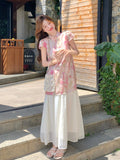 Chateau 2-Piece Pink Mandarin-Collar Cheongsam Top