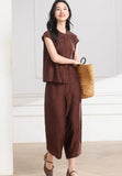 Odette 2-Piece Rose Brown Red Cheongsam Set