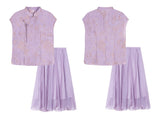 Allegro 2-Piece Light Purple Mist Cheongsam Set