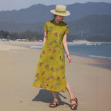 Priscilla Jeweled Frog Buttons Gourd Print Cheongsam Qipao Dress