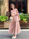 Clarity 2-Piece Pink Embroidered Cheongsam Set