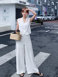 Imogen Grand Lace Patchwork Cheongsam Vest Wide Leg Pants Qipao Set