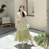 Elegance 2-Piece Green Jacquard Cheongsam Set