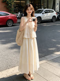 Camellia 2-Piece Beige Tie-Detail Cheongsam Set