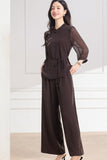 Onyx 2-Piece High Gray Wide-Leg Cheongsam Set