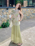 Monarch 2-Piece Green Printed Cheongsam Top