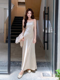 Quintina 2-Piece Satin Crochet Cheongsam Dress