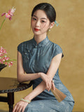 Twilight Charismatic Jade Blue Cheongsam Dress Slim Fit Qipao