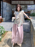 Anastasia 2-Piece Print Wide-Leg Cheongsam Set
