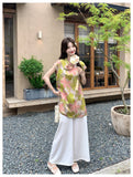 Stella 2-Piece Print Sleeveless Cheongsam Top
