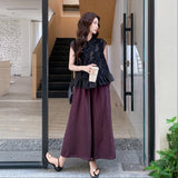 Charm 2-Piece Black Ruffle Cheongsam Set