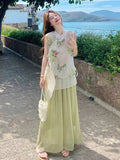 Monarch 2-Piece Green Printed Cheongsam Top