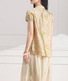 Theodora Yellow Green Short Sleeve Cheongsam Top