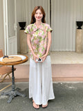 Dazzle 2-Piece Printed Cheongsam Top Set