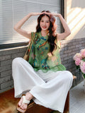 Zen 2-Piece Printed Top and Pants Set Cheongsam