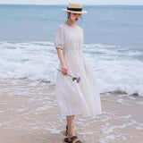 Ruby Classic Ruby Cotton Linen Cheongsam Dress Puff Sleeves Qipao