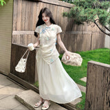 Countess 2-Piece Embroidered Lace Cheongsam Set