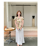 Dazzle 2-Piece Printed Cheongsam Top Set