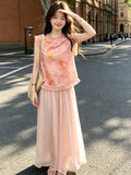 Cora 2-Piece Pink Floral Cheongsam Set