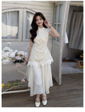 Evangeline 2-Piece Embroidered Lace Cheongsam Set