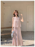 Lotus 2-Piece Satin Vest Cheongsam Set