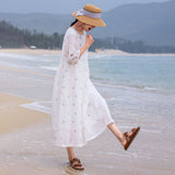 Purity Ornamental Ramie Cheongsam Dress Embroidered Qipao