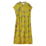 Priscilla Jeweled Frog Buttons Gourd Print Cheongsam Qipao Dress