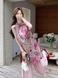 Ruby 2-Piece Floral Print Vest Set Cheongsam