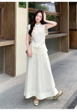 Agate 2-Piece Beige Lace Cheongsam Set