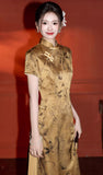 Vesper Plangent Modern Golden Yellow Cheongsam Qipao Dress
