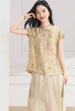 Theodora Yellow Green Short Sleeve Cheongsam Top