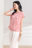 Melisande Peach Pink Jacquard Cheongsam Top