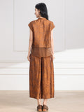 Vogue 2-Piece Yellow Brown Flower Cheongsam Set