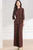 Onyx 2-Piece High Gray Wide-Leg Cheongsam Set