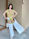 Stella 2-Piece Print Sleeveless Cheongsam Top