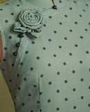 Begonia Grand Green Polka Dot Cheongsam Dress Slim Fit Qipao